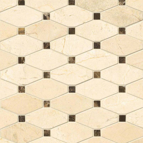 Valencia blend elongated octagon 11.81X13.4 polished marble mesh mounted mosaic tile SMOT-VALBLND-OCTEL10MM product shot multiple tiles angle view