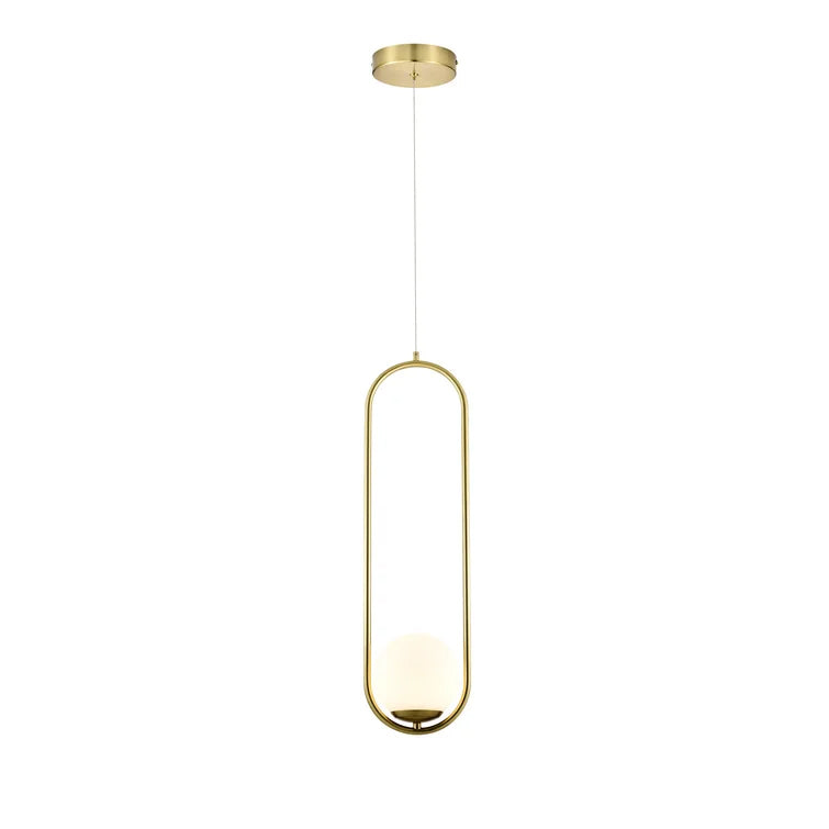 VONN Capri VCP2105AB 7" Integrated LED ETL Certified Height Adjustable Pendant Light with Glass Shade, Antique Brass