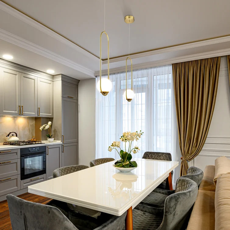 VONN Capri VCP2105AB 7" Integrated LED ETL Certified Height Adjustable Pendant Light with Glass Shade, Antique Brass