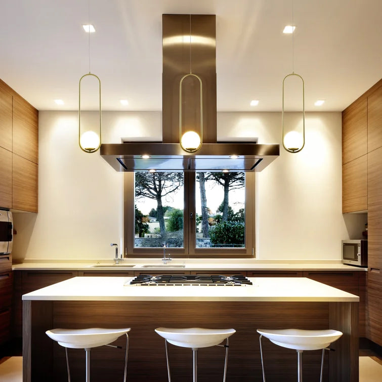 VONN Capri VCP2105AB 7" Integrated LED ETL Certified Height Adjustable Pendant Light with Glass Shade, Antique Brass