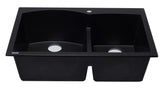 ALFI brand AB3320DI-BLA Black 33" Double Bowl Drop In Granite Composite Kitchen Sink