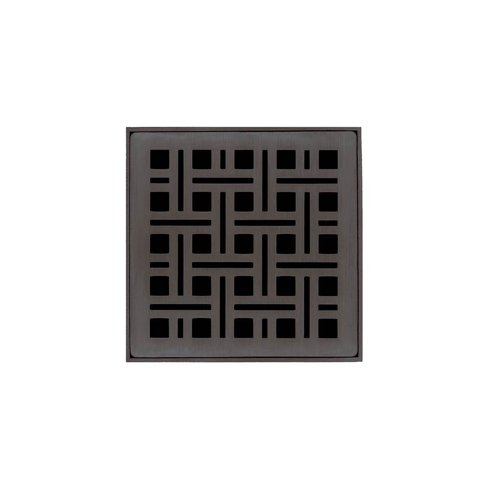 Infinity Drain VD 4-2I 4” x 4” VD 4 - Strainer - Weave Pattern & 2" Throat w/Cast Iron Drain Body 2” Outlet
