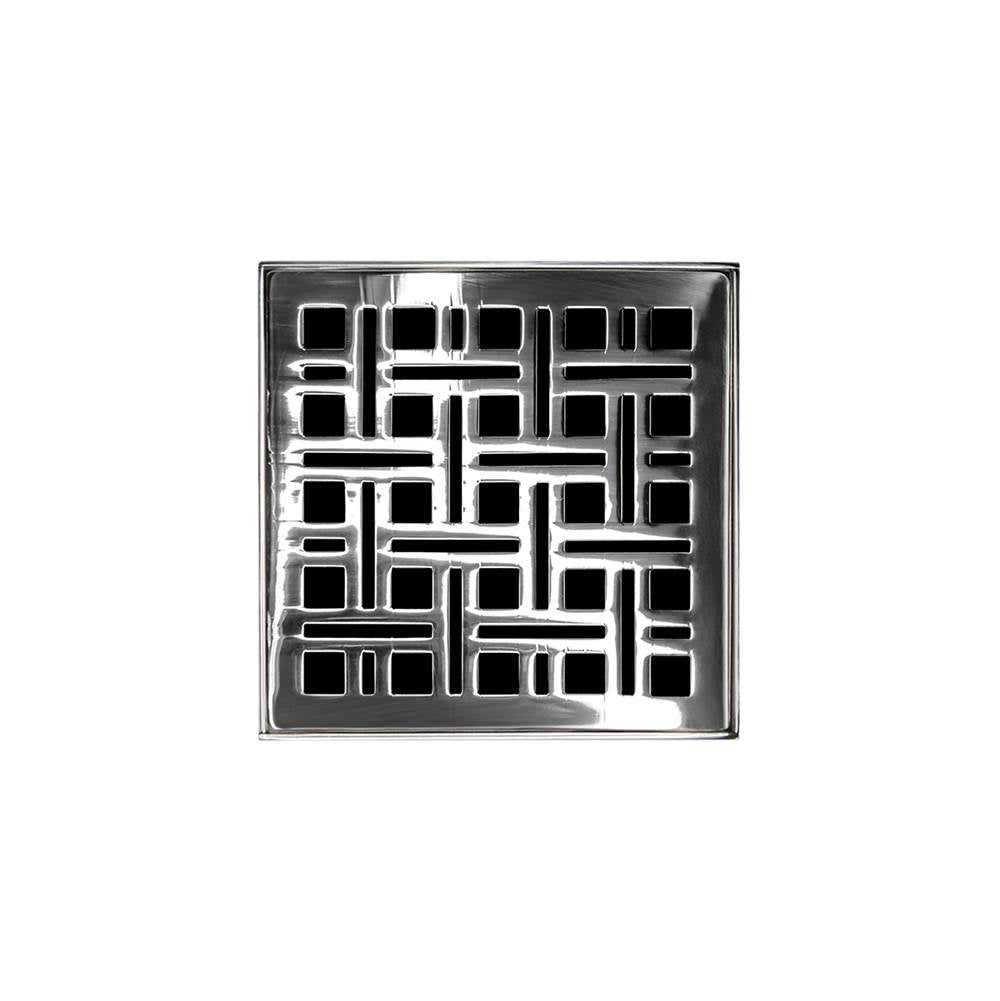 Infinity Drain VD 4-2I 4” x 4” VD 4 - Strainer - Weave Pattern & 2" Throat w/Cast Iron Drain Body 2” Outlet