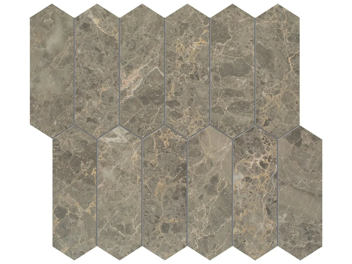 Anatolia Tile 2X6 Velutto Ash Picket Honed Marble Mosaic 5001-0439-0 * 1 Sheet = .87 Sqft * Velutto Ash Picket 2x6 - premium natural stone mosaic tile from Anatolia Tile, available at PoshHaus showroom in Keene, NH