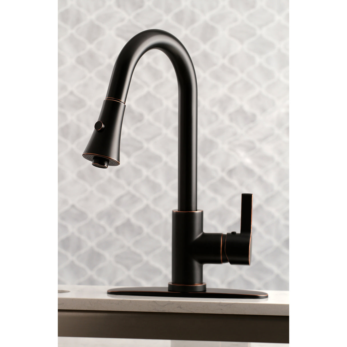 Gourmetier LS8726CTL Continental Single-Handle Pull-Down Kitchen Faucet, Naples Bronze