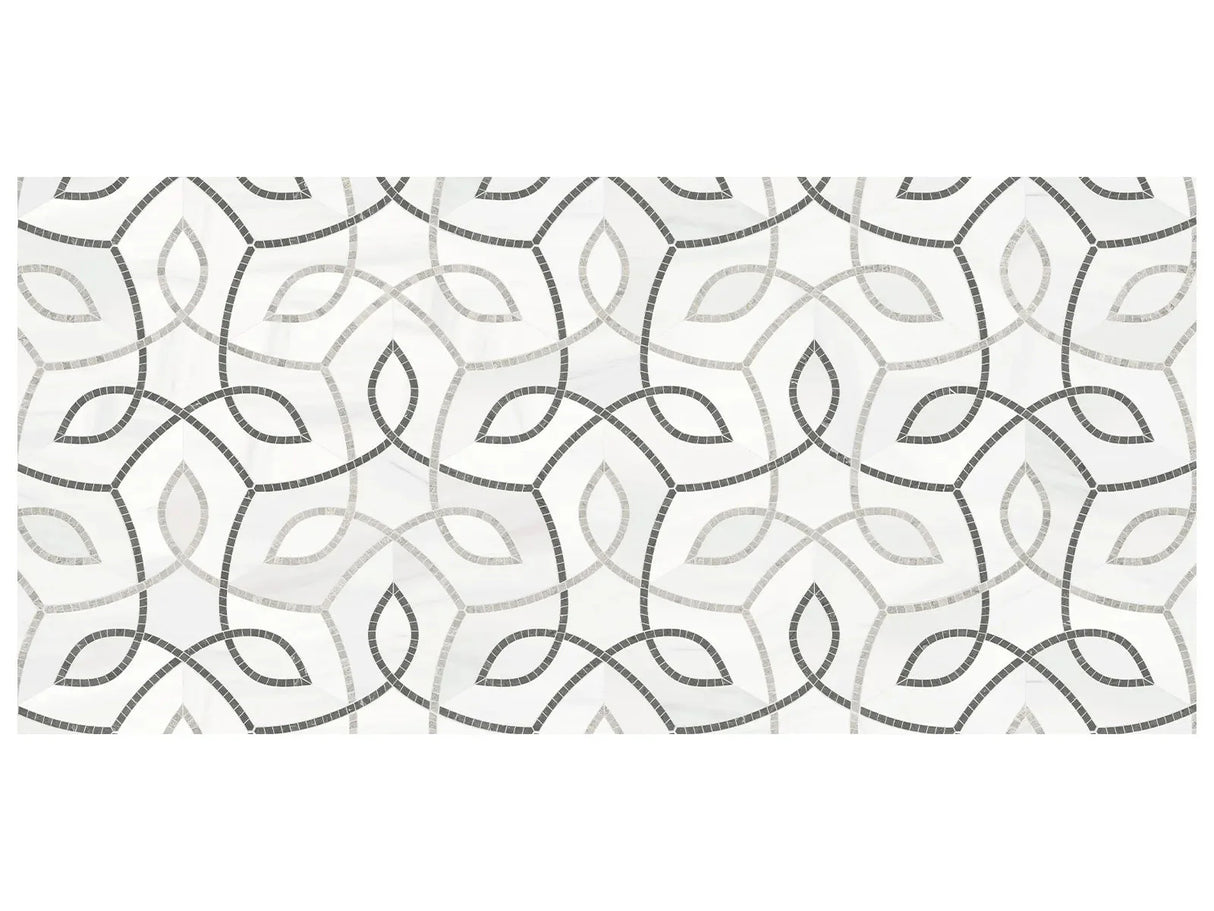 Anatolia Tile Utopio Vine Mist Honed W/ Polished Accents Natural Stone Waterjet Mosaic 5001-0414-0 Vine Mist - premium natural stone mosaic tile from Anatolia Tile, available at PoshHaus showroom in Keene, NH