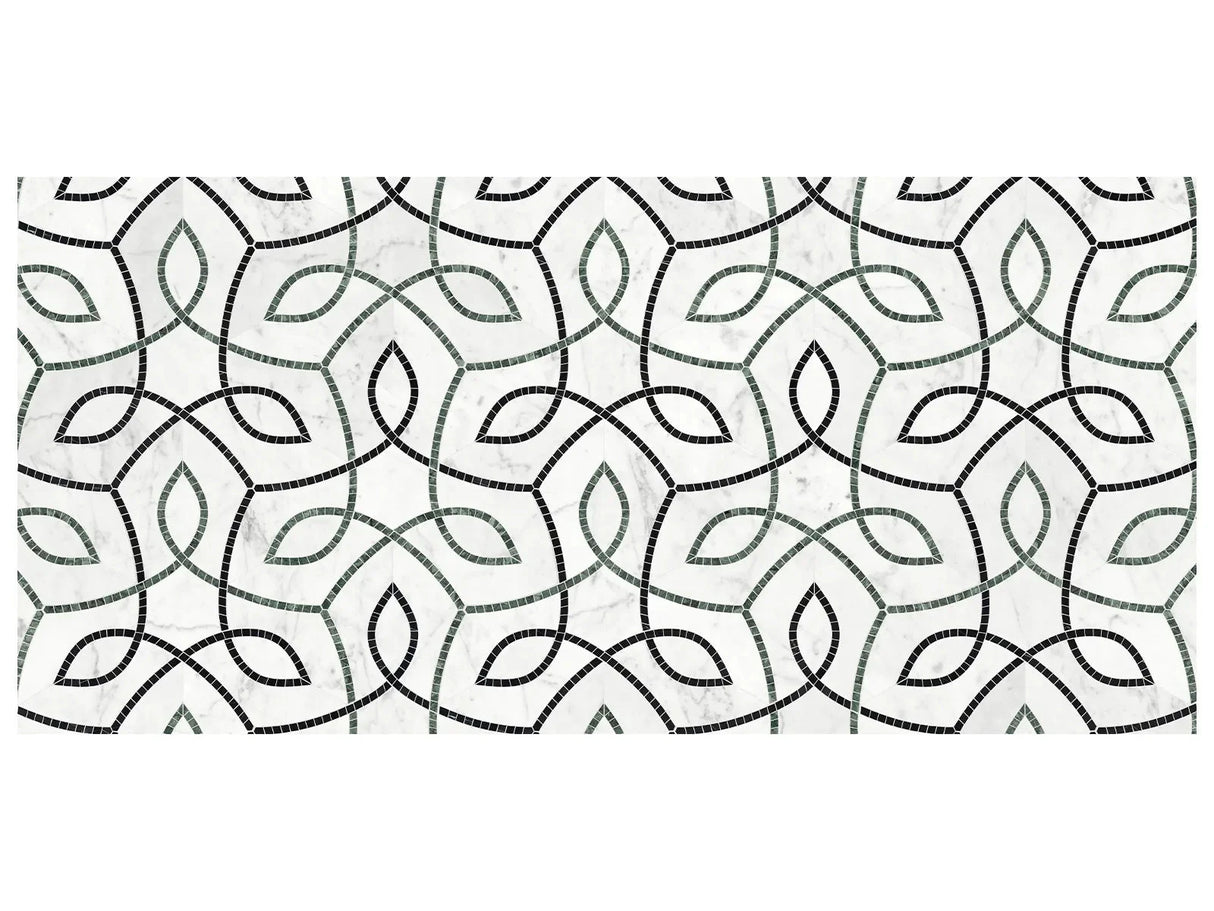 Anatolia Tile Utopio Vine Pine Honed W/ Polished Accents Natural Stone Waterjet Mosaic 5001-0415-0 Vine Pine - premium natural stone mosaic tile from Anatolia Tile, available at PoshHaus showroom in Keene, NH