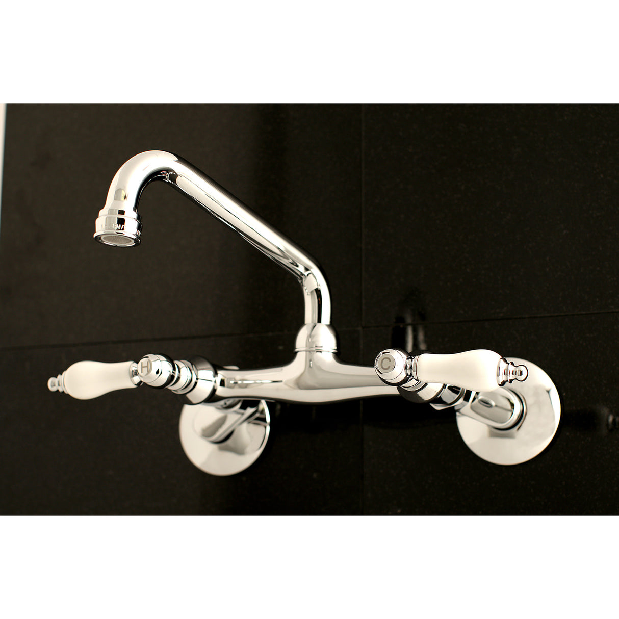 Kingston Brass KS513C Kingston Two Handle Wall Mount Kitchen Faucet, Polished Chrome