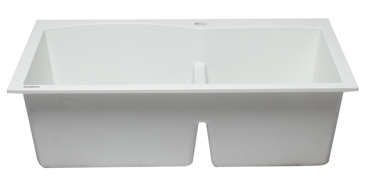 ALFI brand AB3320DI-W White 33" Double Bowl Drop In Granite Composite Kitchen Sink
