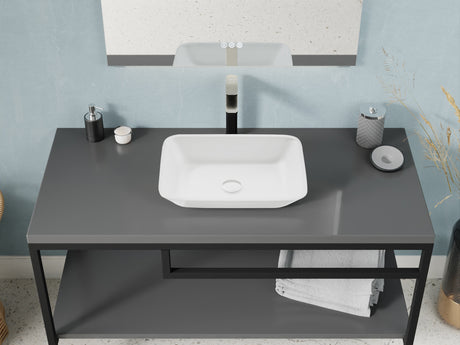 ANZZI LS-AZ910 Innovio Rectangle Glass Vessel Bathroom Sink with White Finish