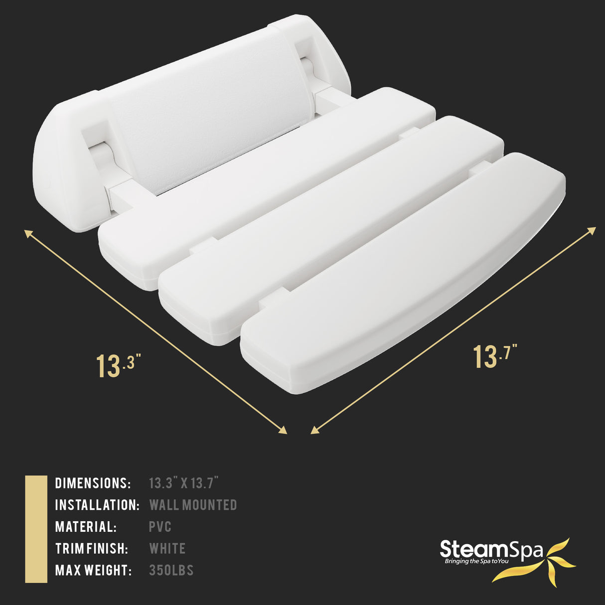 Class 13.78 in. Wall Mounted Folding Shower Seat SS-C