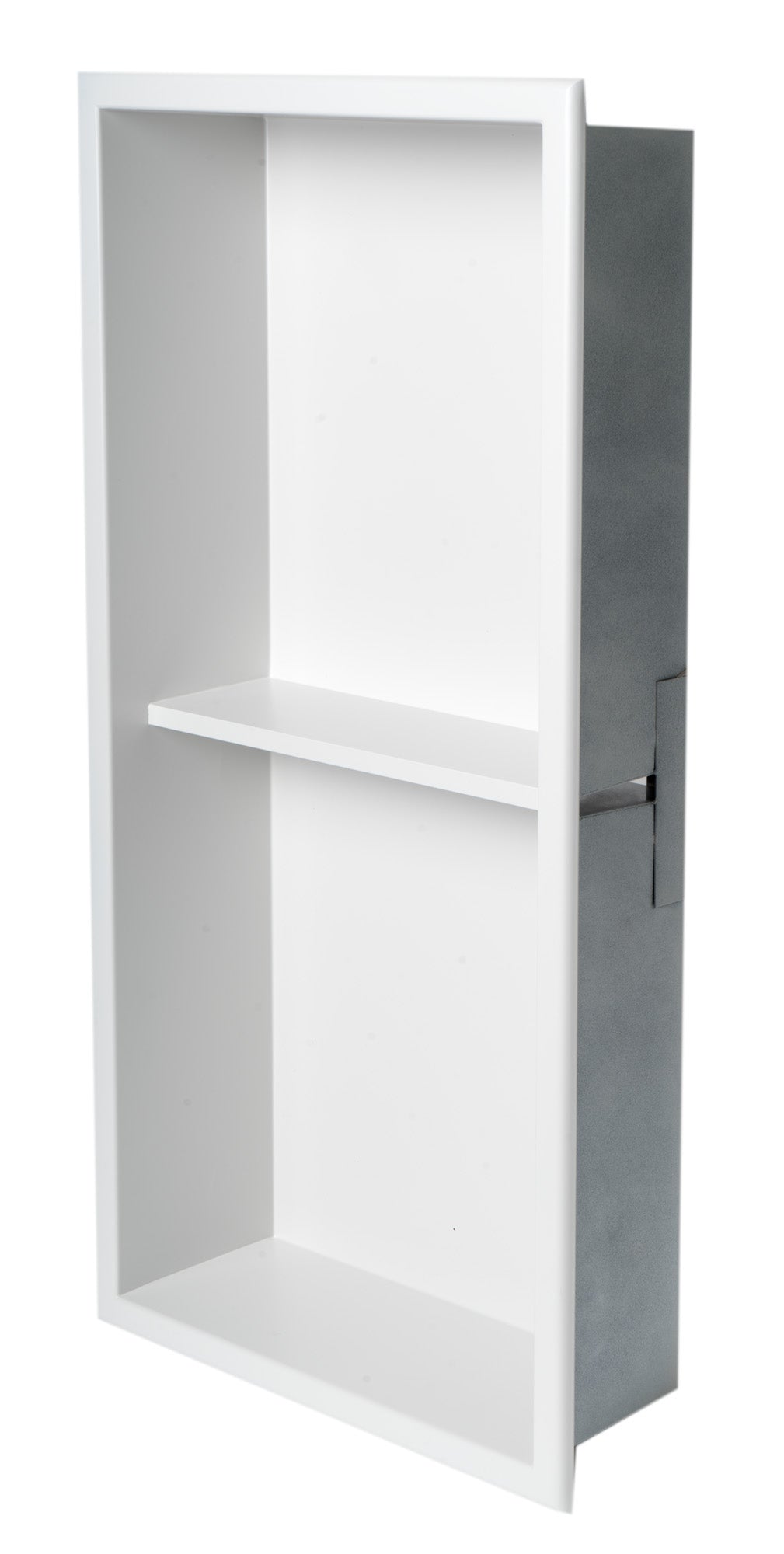 ALFI brand 12 x 24 White Matte Stainless Steel Vertical Double Shelf Bath Shower Niche