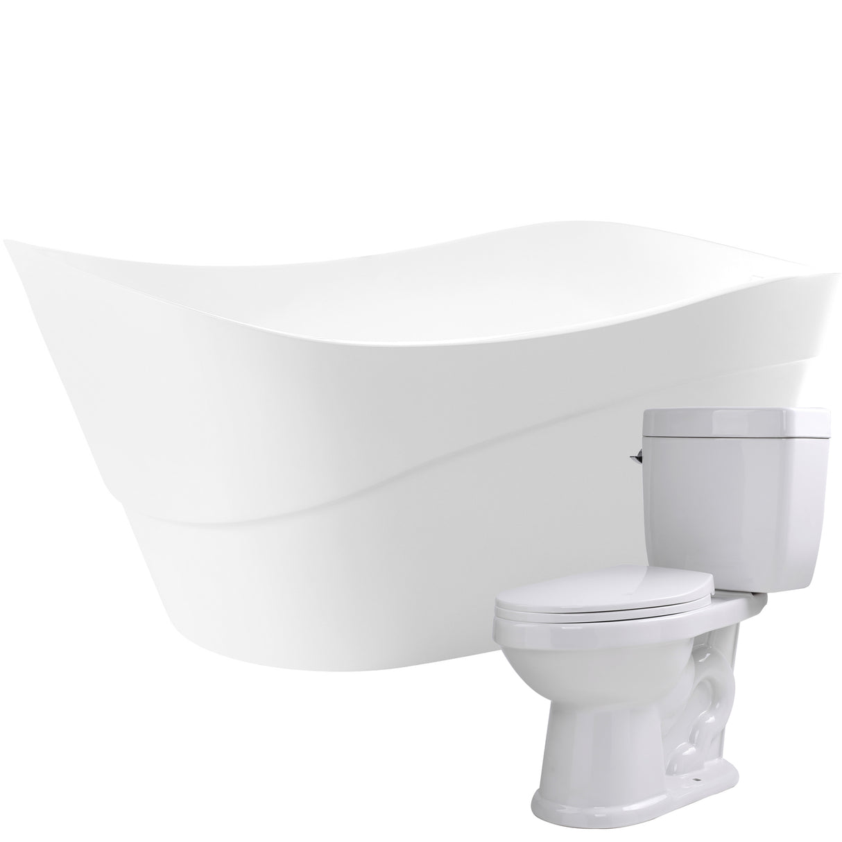 ANZZI FTAZ094-T065 Kahl 67 in. Acrylic Flatbottom Non-Whirlpool Bathtub with Talos 2-piece 1.6 GPF Single Flush Toilet