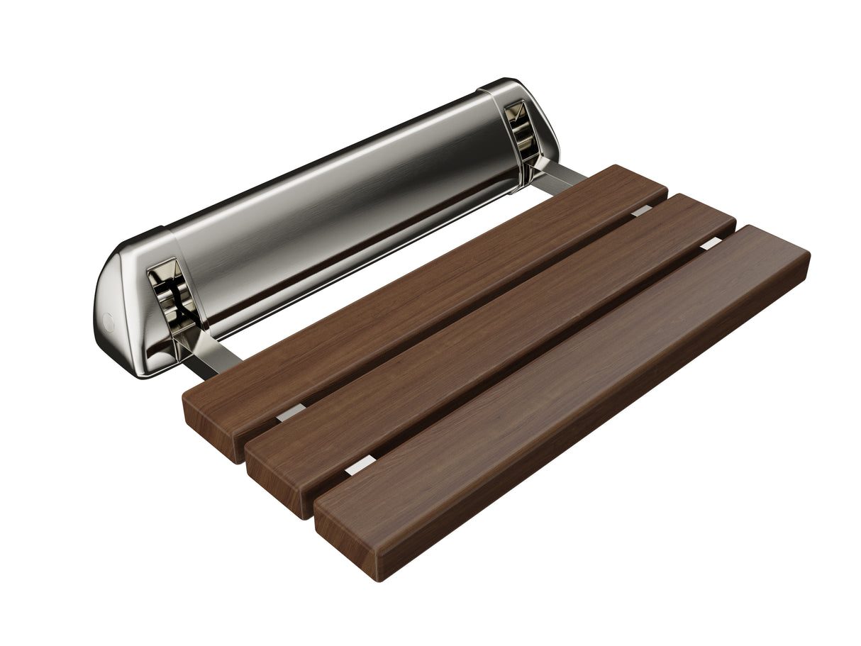 Kind 20 in. Teak Wall Mounted Folding Shower Seat SS-K-NI