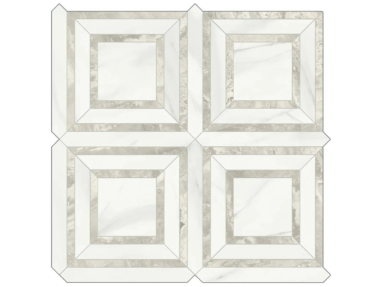 Anatolia Tile Mayfair Volakas Grigio Piazza Polished Porcelain Mosaic. 1 Sheet = .96 Sq. Ft. 4501-0157-1 Volakas Grigio Piazza - premium natural stone mosaic tile from Anatolia Tile, available at PoshHaus showroom in Keene, NH