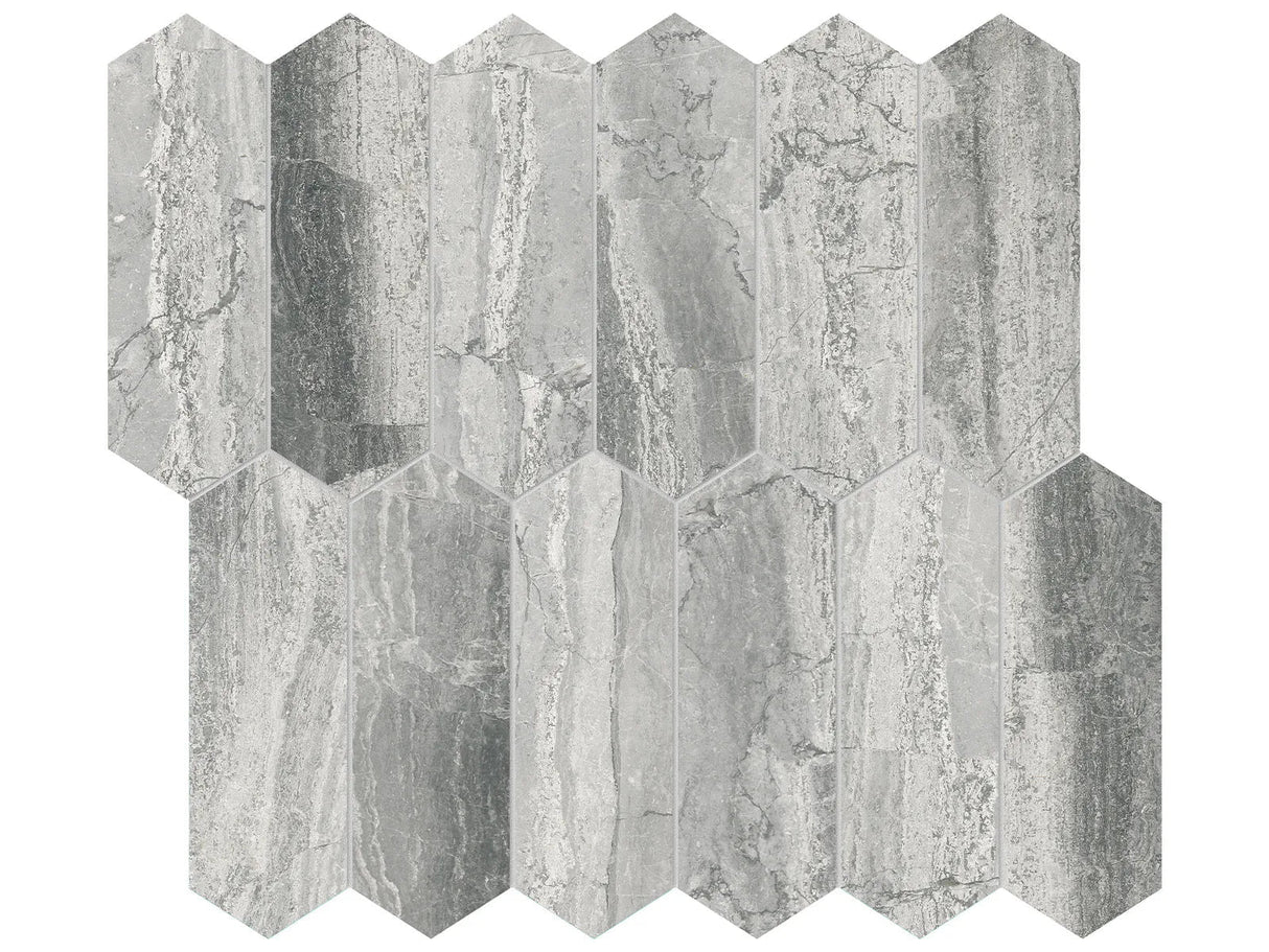 Anatolia Tile 2X6 Volcana Notte Picket Honed Marble Mosaic 5001-0326-0 * 1 Sheet = .87 Sqft * Volcana Notte Picket 2x6 - premium natural stone mosaic tile from Anatolia Tile, available at PoshHaus showroom in Keene, NH