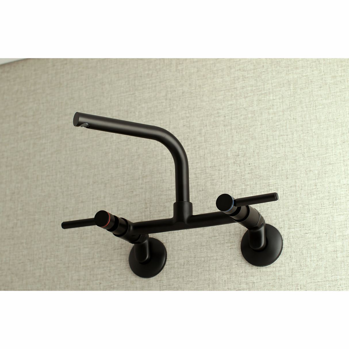 Kingston Brass Concord 8-Inch Adjustable Center Wall Mount Kitchen Faucet, Matte Black