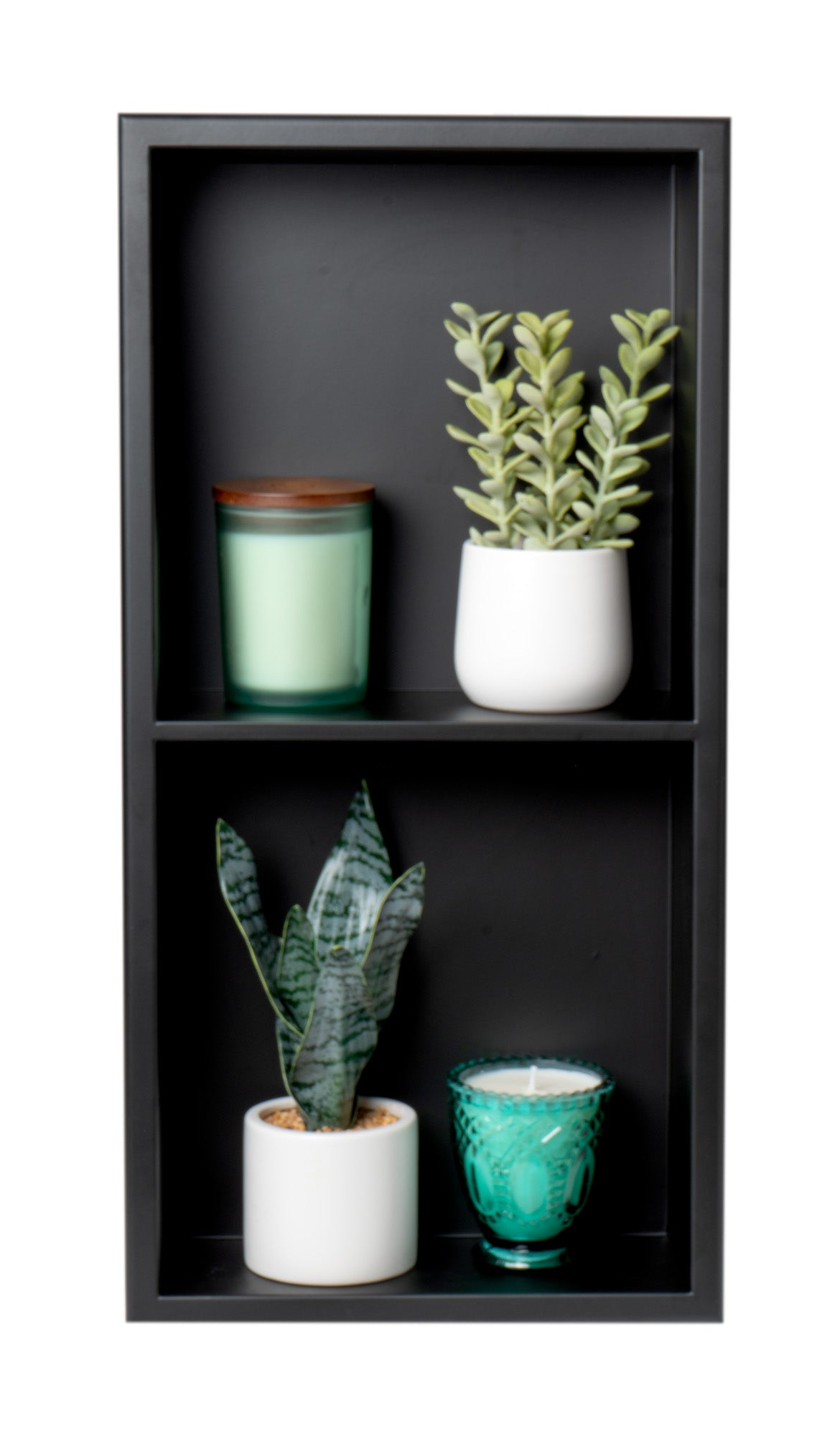 ALFI brand 12 x 24 Black Matte Stainless Steel Vertical Double Shelf Bath Shower Niche