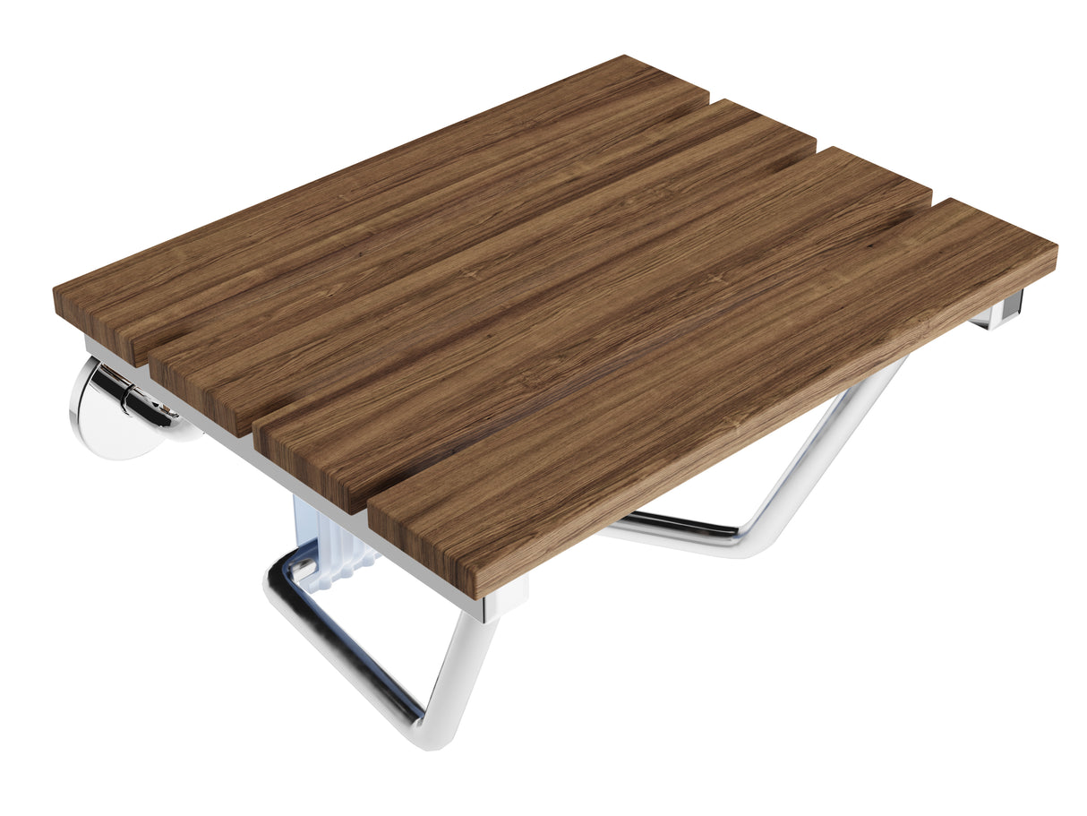 Fit 14.96 in. Teak Wall Mounted Folding Shower Seat SS-F