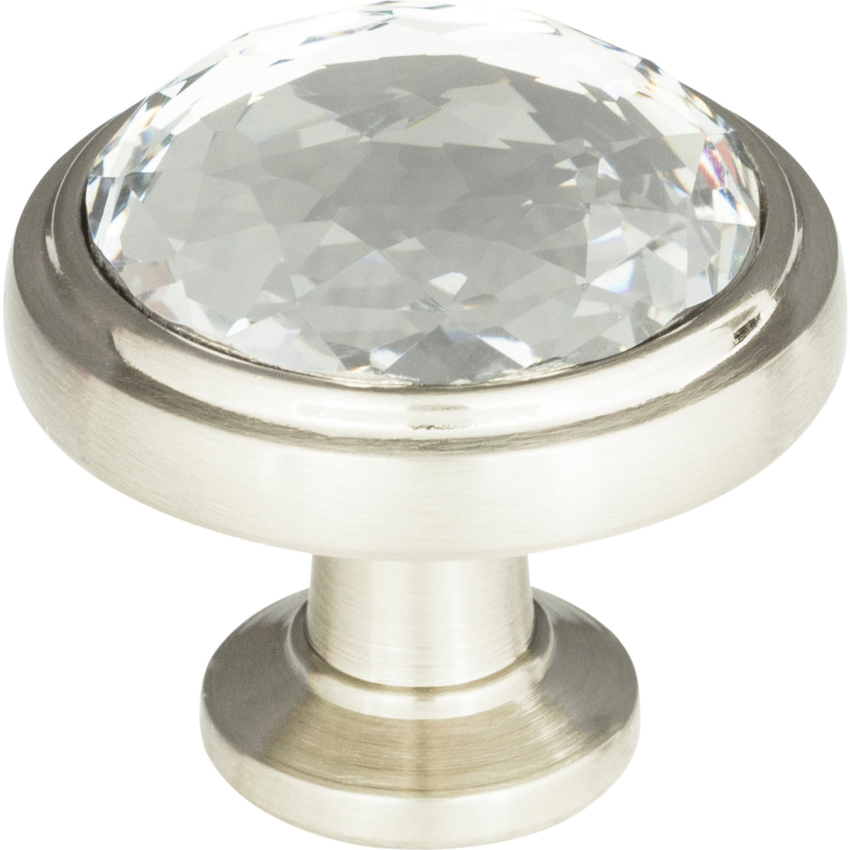 Atlas Homewares Legacy Crystal Round Knob 1 5/16 Inch Brushed Nickel