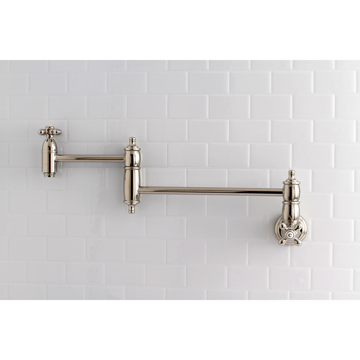Kingston Brass KS3106AX Restoration Wall Mount Pot Filler Kitchen Faucet, Polished Nickel