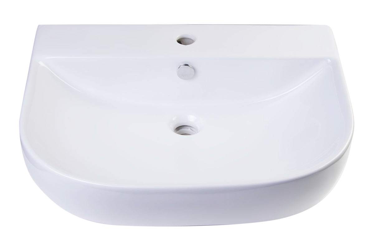 ALFI brand AB111  24" White D-Bowl Porcelain Wall Mounted Bath Sink