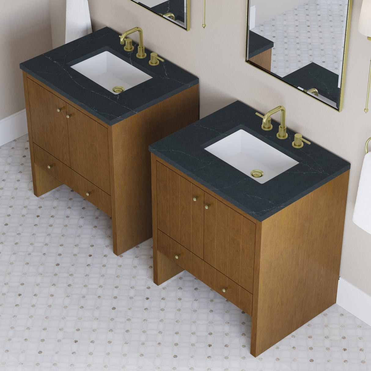 Hudson 30" Single Vanity, Honey Oak w/ 3 CM Charcoal Soapstone Silestone Top