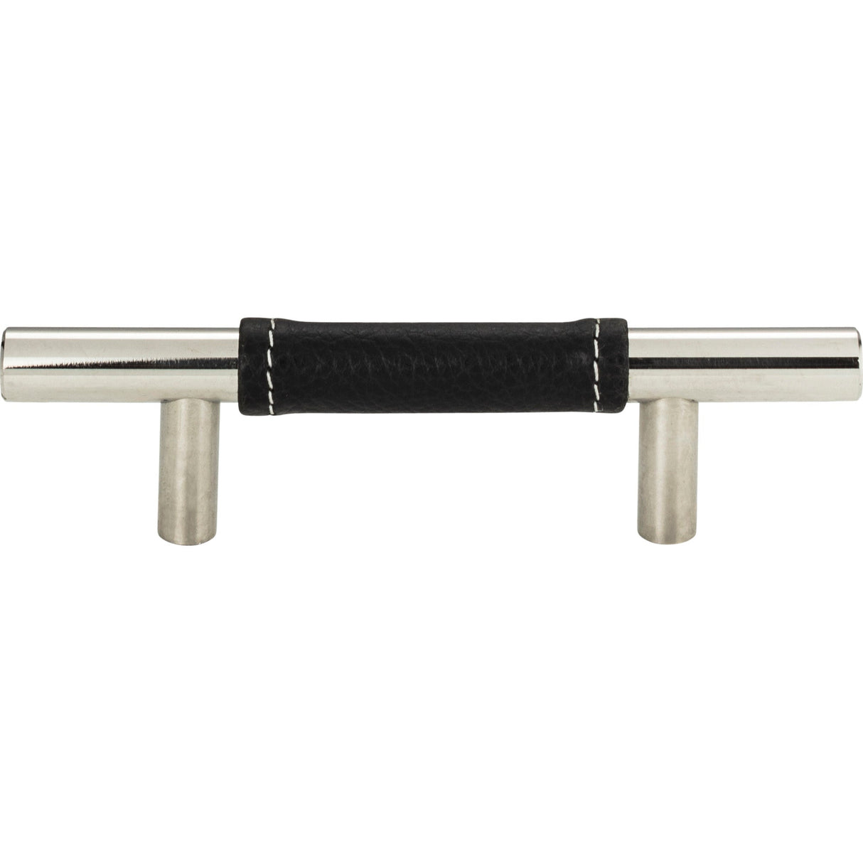 Atlas Homewares Zanzibar Black Leather Pull 3 Inch (c-c) Polished Chrome