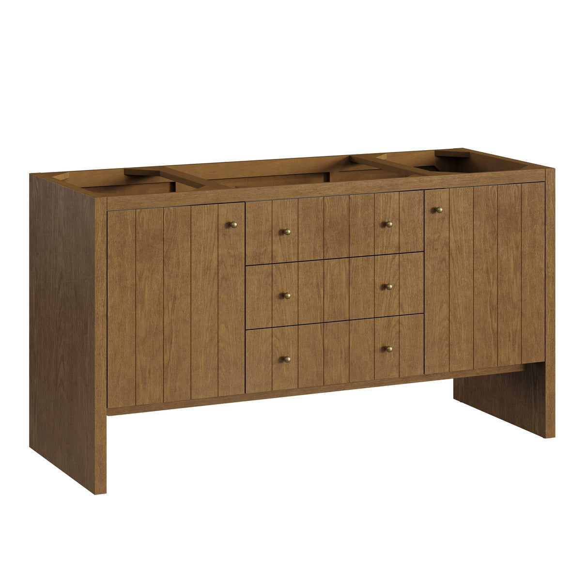 Hudson 60" Single Vanity, Honey Oak w/ 3 CM Tajnar Eclos Top w/FreePower Wireless Charger