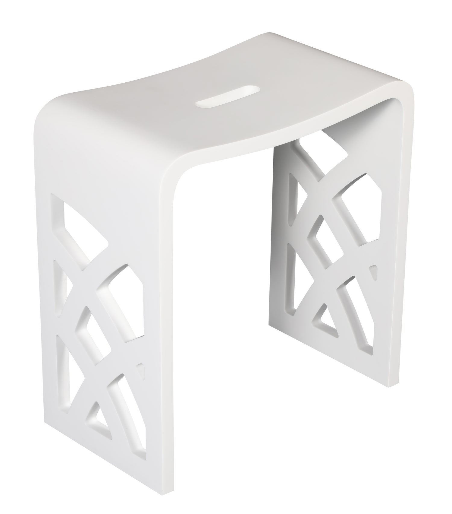 Designer White Matte Solid Surface Resin Bathroom / Shower Stool