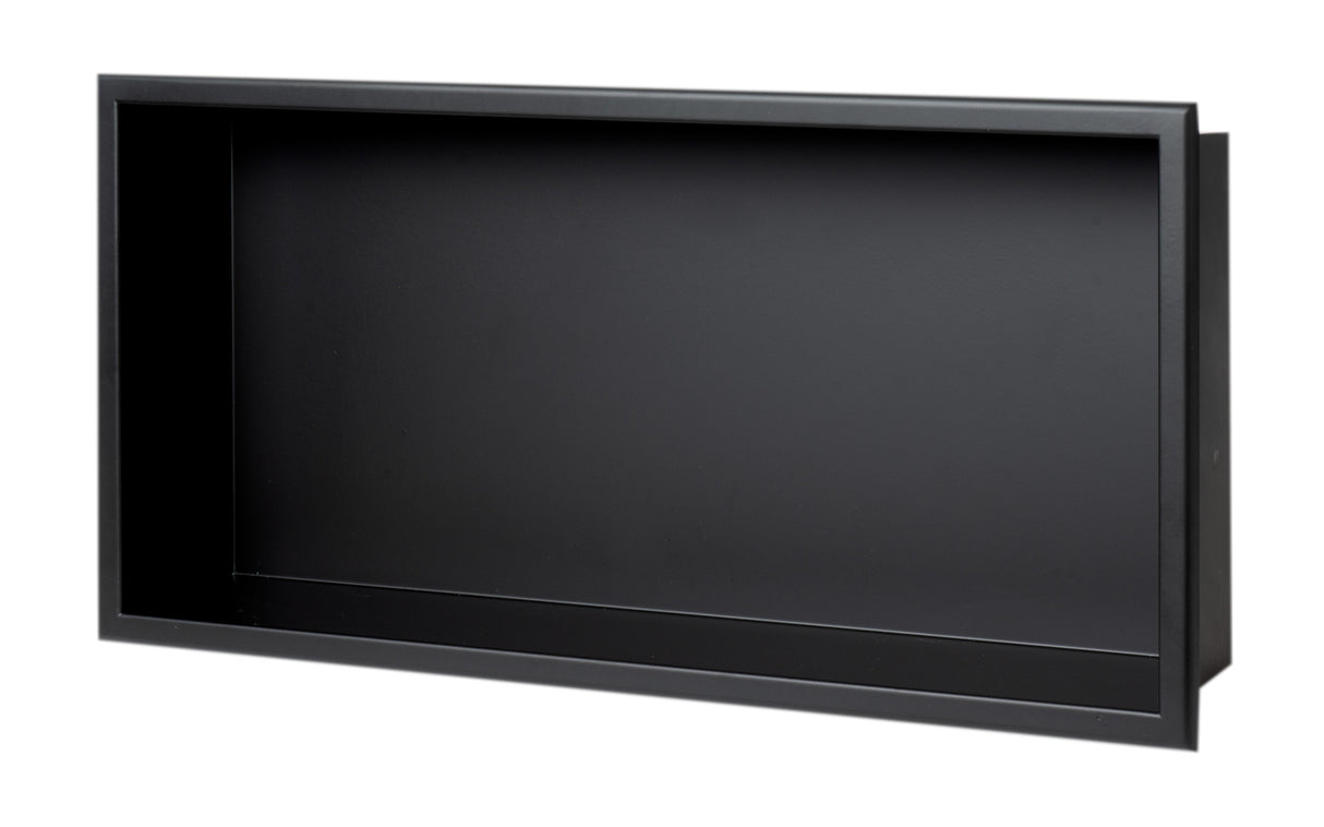 ALFI brand 24 x 12 Black Matte Stainless Steel Horizontal Single Shelf Bath Shower Niche