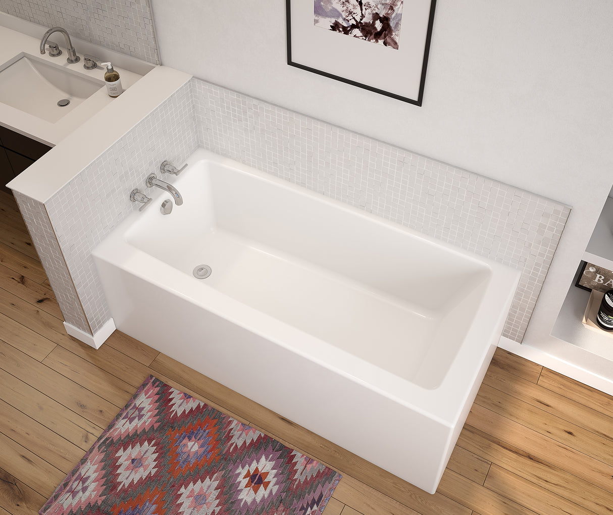MAAX 106817-000-002-002 Nomad Corner 6030 AcrylX Corner Right-Hand Drain Bathtub in White