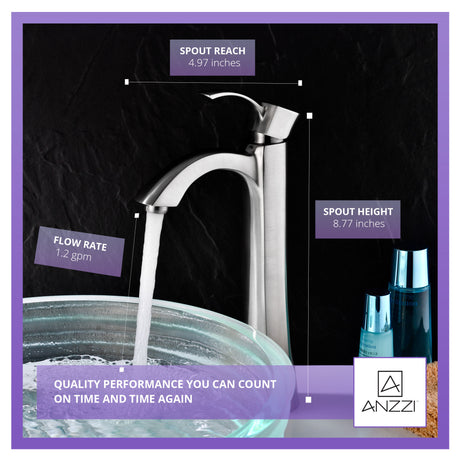ANZZI L-AZ095BN Harmony Series Single Hole Single-Handle Vessel Bathroom Faucet in Brushed Nickel