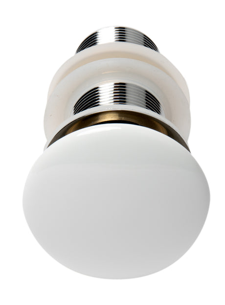 ALFI brand AB8055-W White Ceramic Mushroom Top Pop Up Drain for Sinks without Overflow