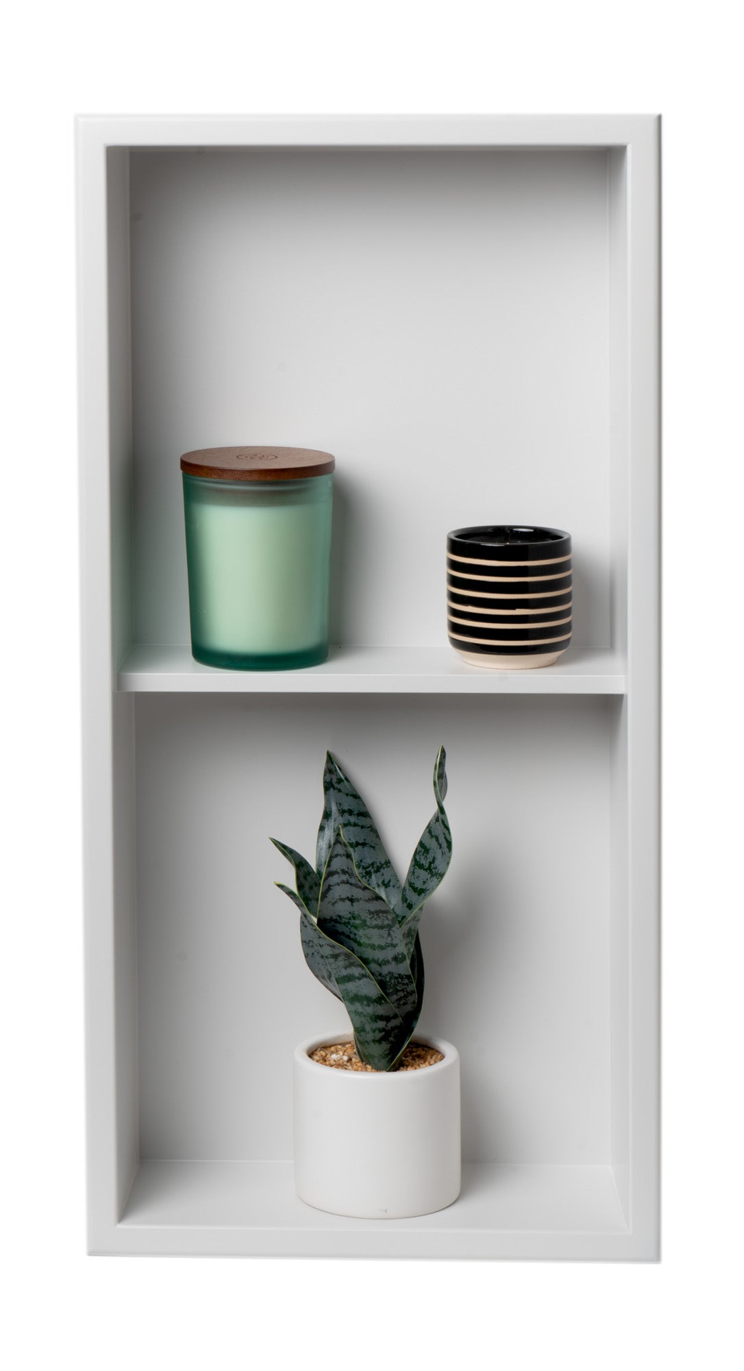 ALFI brand 12 x 24 White Matte Stainless Steel Vertical Double Shelf Bath Shower Niche