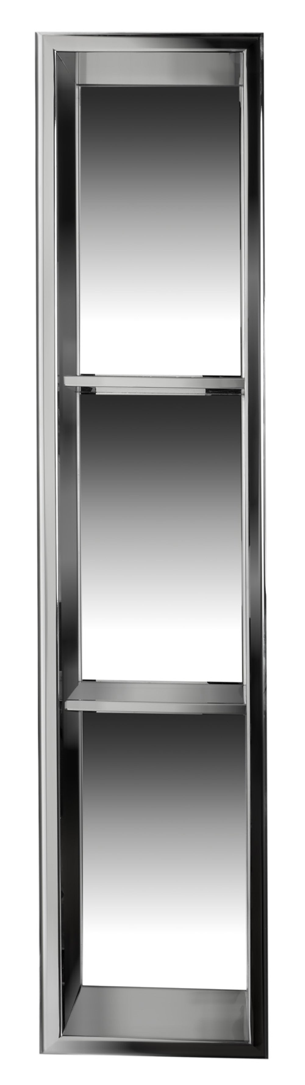 ALFI brand 8 x 36 Polished Stainless Steel Vertical Triple Shelf Bath Shower Niche