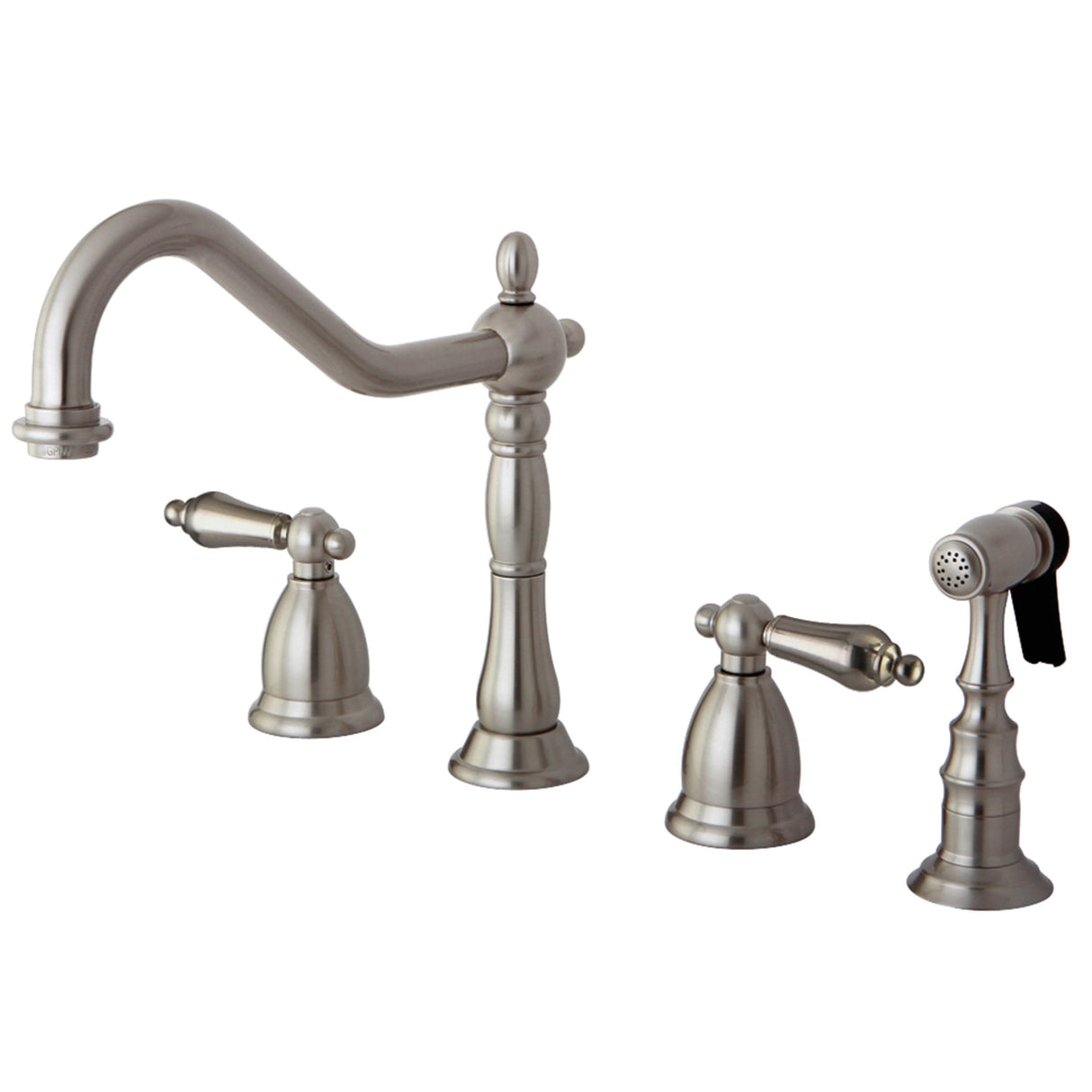 Kingston Brass KS1798ALBS Widespread Kitchen Faucet, Brushed Nickel