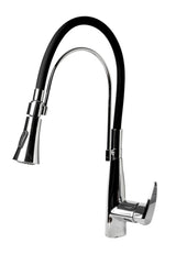Polished Chrome Kitchen Faucet with Black Rubber Stem
