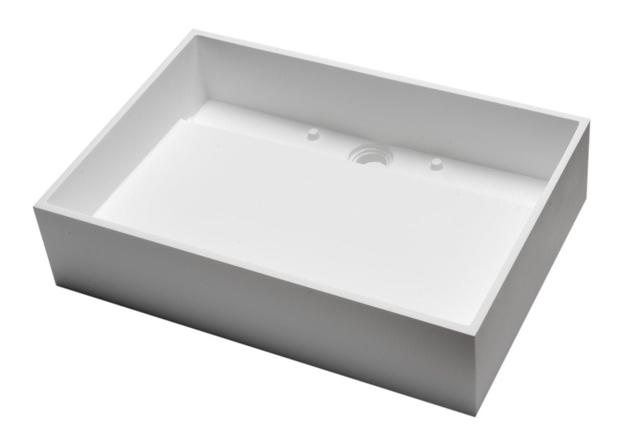 20" x 14" White Matte Solid Surface Resin Sink