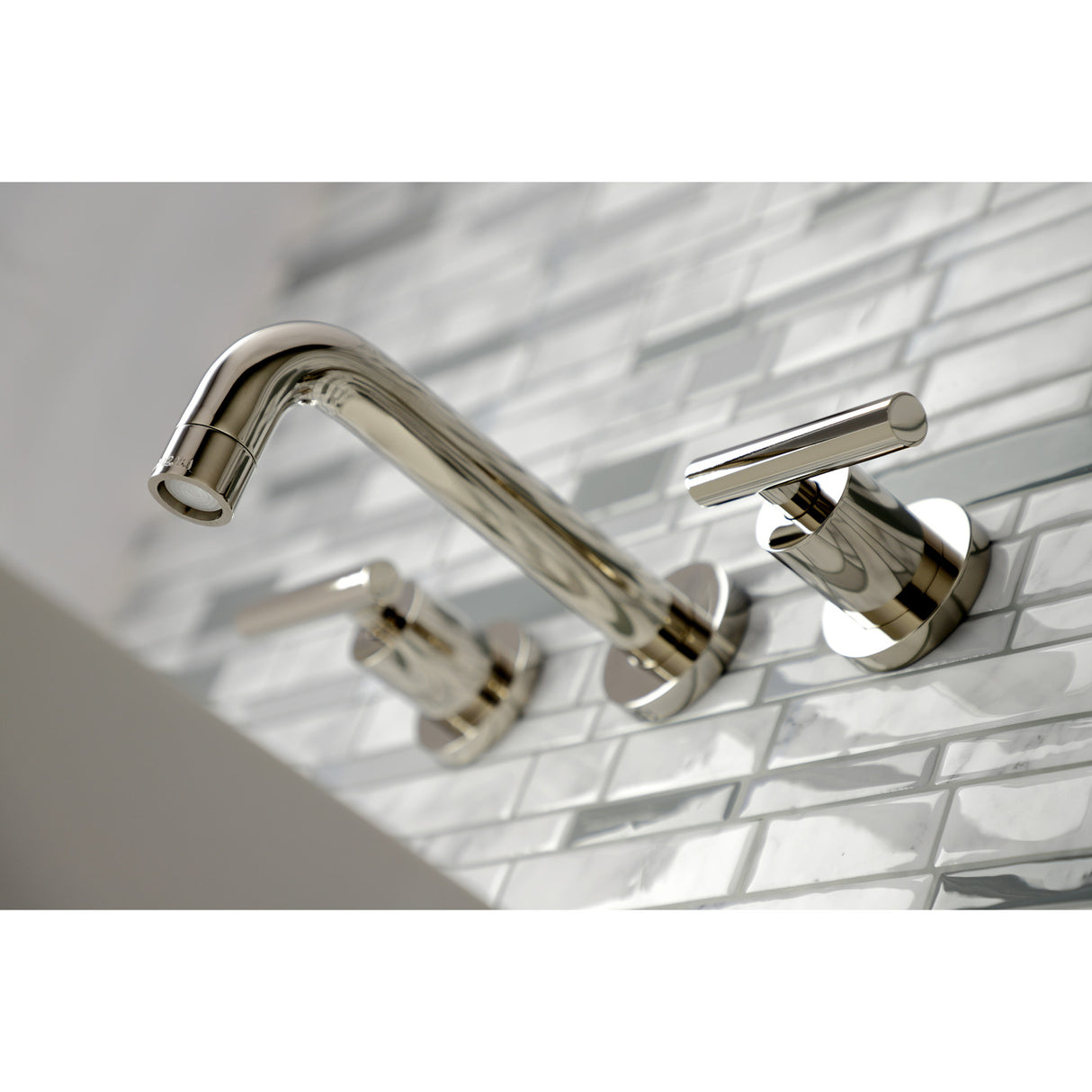 Kingston Brass KS8126CML Manhattan 2-Handle 8 in. Wall Mount Bathroom Faucet, Polished Nickel