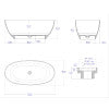 ALFI brand AB9975 59" White Oval Solid Surface Resin Soaking Bathtub