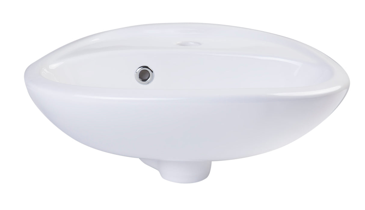 ALFI brand AB106 White Small Porcelain Wall Mount Basin with Overflow