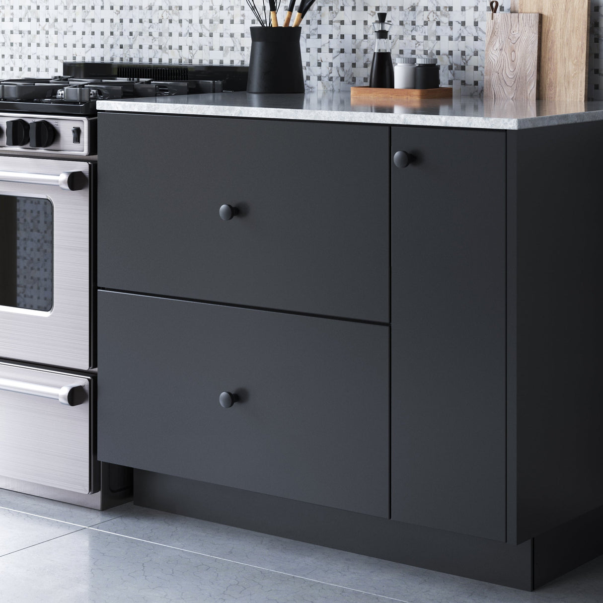 Atlas Homewares Lennox Knob 1 1/4 Inch Matte Black