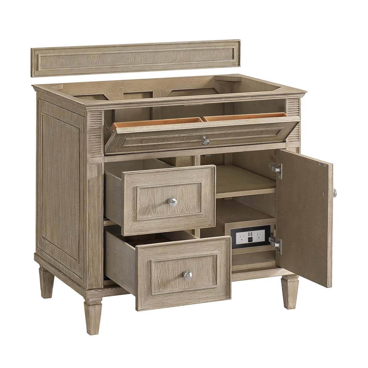 Lorelai 36" Single Vanity, Whitewashed Oak, w/ 3 CM Phantome Eclos Top