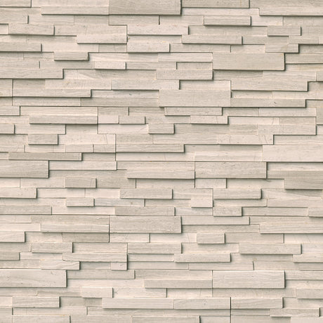 White oak 3D ledger panel 6X24 honed marble wall tile LPNLMWHIOAK624 3DH product shot multiple tiles angle view