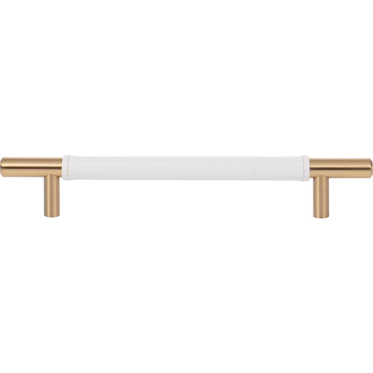 Atlas Homewares Zanzibar White Leather Pull 6 5/16 Inch (c-c) Warm Brass