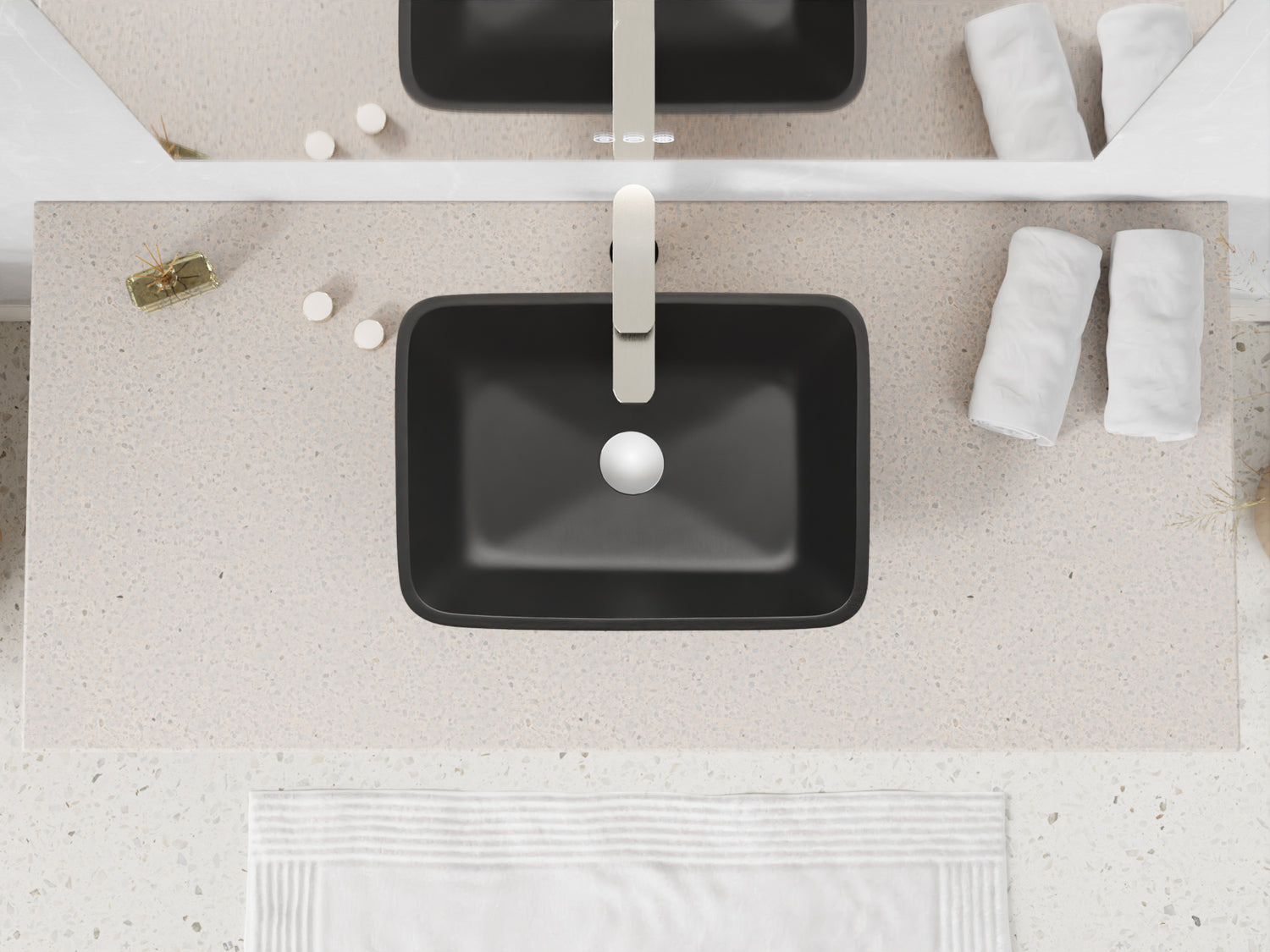ANZZI LS-AZ911MB Innovio Rectangle Glass Vessel Bathroom Sink with Matte Black Finish Showroom