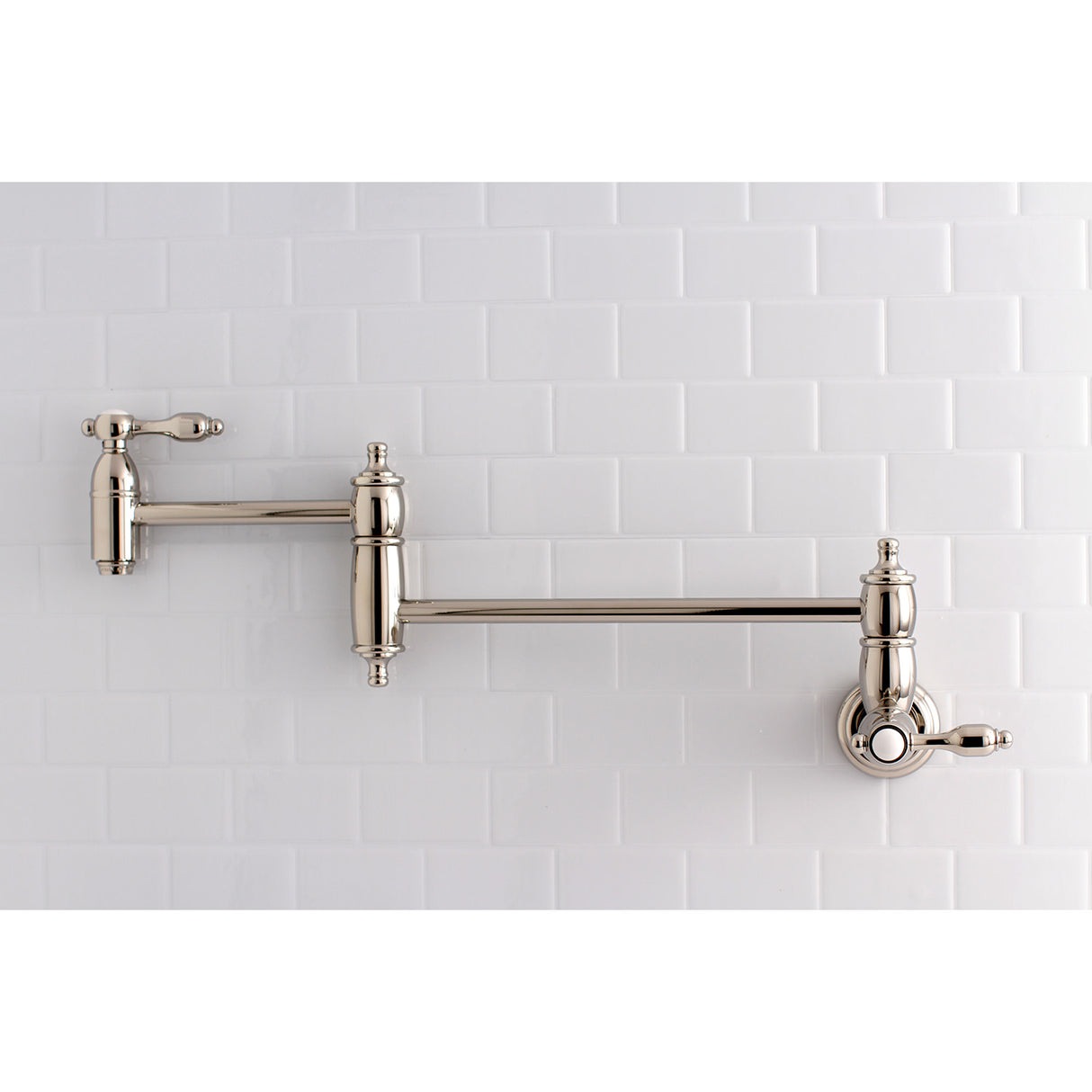 Kingston Brass KS3106TAL Tudor Wall Mount Pot Filler Kitchen Faucet, Polished Nickel