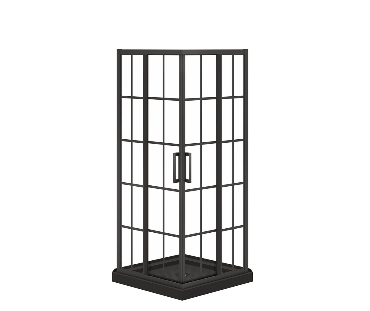 MAAX 107485-977-340-000 Scarlet 32 x 32 Acrylic Corner Drain Shower Kit in Black with French Glass in Matte Black