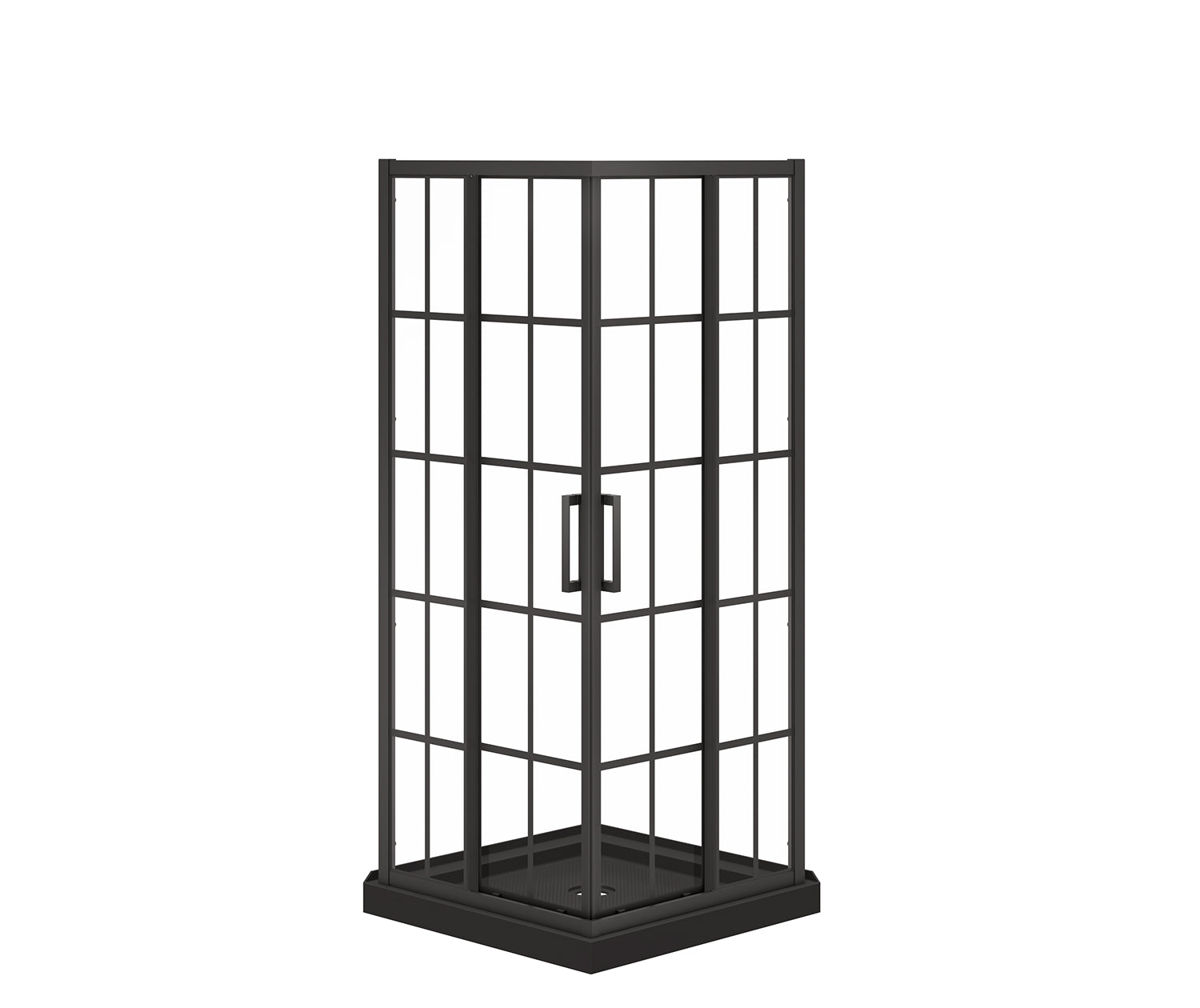 MAAX 107485-977-340-000 Scarlet 32 x 32 Acrylic Corner Drain Shower Kit in Black with French Glass in Matte Black